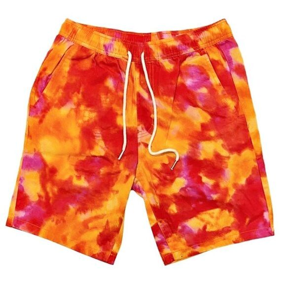 NEW F21 Orange Tie Dye Elastic Waist Shorts - Picture 2 of 4